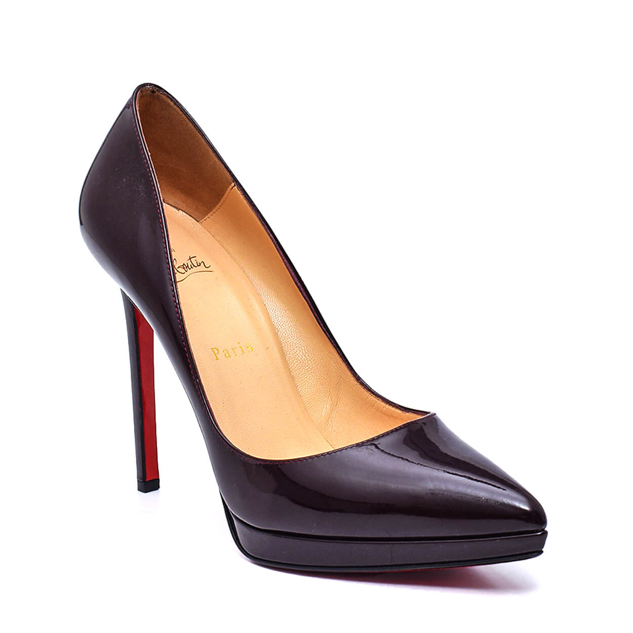 Christian Louboutin - Bordeaux  Patent Leather Pigalle Plato Stiletto Pumps 40